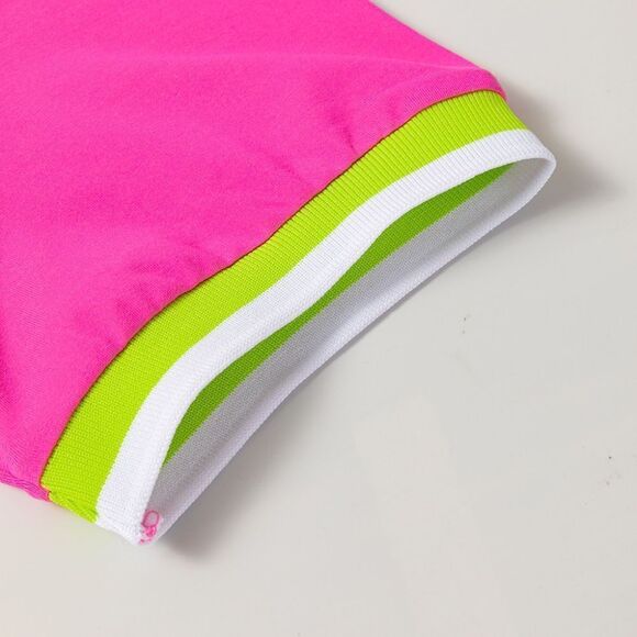 Hot Pink Polo Style Shift Dress - Picture 5 of 5